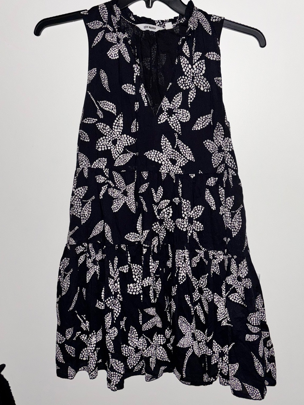 Steve Madden Black Mini Dress with White Floral Print